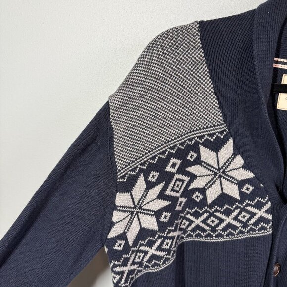 Weatherproof Mens Navy Blue Snow Flake Cardigan Sweater XL Cotton Grandpa Core - Picture 8 of 14
